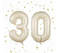 Ballons Anniversaire 30 Beige - 100cm - Ballon Chiffre 30 Numéro 30 - Happy Birthday Decoration Ballons Fête d'anniversaire Ans Vole Grâce à l'Hèlium 30 Ballons 30