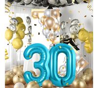 Ballons Anniversaire 30 Bleu - 100cm - Ballon Chiffre 30 Numéro 30 - Happy Birthday Decoration Ballons Fête d'anniversaire Ans Vole Grâce à l'Hèlium 30