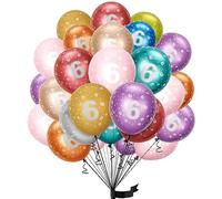 Ballons Anniversaire 6 Le Rainbow - Ballon Chiffre 6 Numéro 6-15 ballons de 30 cm Happy Birthday Decoration Ballons Fête d'anniversaire Ans Vole Grâce à l'Hèlium 6 Ballons 6