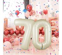 Ballons Anniversaire 70 Beige - 100cm - Ballon Chiffre 70 Numéro 70 - Happy Birthday Decoration Ballons Fête d'anniversaire Ans Vole Grâce à l'Hèlium Ballons 70