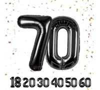 Ballons Anniversaire 70 Nior - 100cm - Chiffre 70 - Happy Birthday Decoration Fête d'Anniversaire Ans Vole Grâce à l'Hèlium