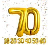 Ballons Anniversaire 70 or - 100cm - Ballon Chiffre 70 Numéro 70 - Happy Birthday Decoration Ballons Fête d'anniversaire Ans Vole Grâce à l'Hèlium 70 Ballons 70