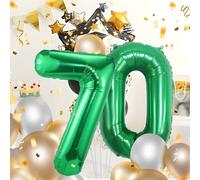 Ballons Anniversaire 70 Vert - 100cm - Ballon Chiffre 70 Numéro 70- Happy Birthday Decoration Ballons Fête d'anniversaire Ans Vole Grâce à l'Hèlium 70