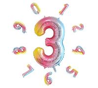 Ballons Anniversaire Chiffres-101CM, Ballon Chiffre Anniversaire, Ballon Helium pour deco anniversaire, decoration fête, decoration de nouvel an, decoration de mariage (Arc-en-ciel #3)