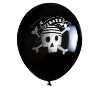 Ballons Anniversaire Pirate, 30 cm, Noir avec Tête de Mort, Lot de 6, Pour Fêtes Anniversaire, Halloween, Ballon Baudruche Enfant