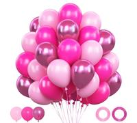 Ballons Anniversaire Rose - 62 Pièces 12Pouces Roses Métallisés, Roses Bébé Perle Ballon Helium avce Confettis, Ballon Rose pour Decoration Mariage,Baby Shower Décoration,Decoration Anniversaire