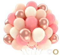 Ballons Anniversaire Rose Abricot, 52 Pièces Ballon Helium Rose Beige, Metallic Champagne Or Pink Latex Balloons pour Fête Anniversaire Fille Femme, Mariage, Fiancailles, Fête Prénatale