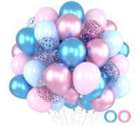 Ballons Anniversaire Rose Bleu, 52 Pièces Ballon Helium Métallique et Ballon Confettis avec Ruban, Arche Ballons pour Gender Reveal Fille Garço Baby Shower Anniversaire Mariage Decoration, 12 Pouces