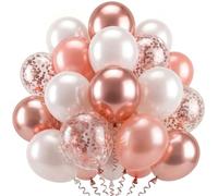 Ballons Anniversaire Rose Gold, 100 Pièces Latex Helium Ballon Gonflable avec Ballon Blanc Confettis Or Rose pour Decoration Anniversaire Fille Femme Mariage Bride Evjf Baby Shower Bapteme, 12 Pouces