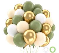 Ballons Anniversaire Vert Sauge Or, Ballons Vert Blanc, 52 Pièces Ballon Helium Olive Métalliques Or, Arche Ballon Sauge pour Decoration Anniversaire Bapteme Garcon De Baby Shower