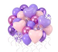 Ballons Anniversaire Violets et Roses, 60 Pièces Ballon Helium Violets, 12 Pouces Latex Ballons Pour Décoration Fête, Mariage, Baby Shower