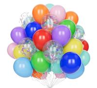 Ballons Arc-En-Ciel, 60 Pcs 12 Pouces Ballons Anniversaire Colorés Assortis avec Confettis Latex Ballons Multicolores pour Fête Anniversaire D'Enfants Fête Baby Shower Carnaval Décoration Anniversaire