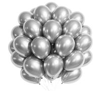 Ballons Argenté, 100 Pièces Ballon en Latex Argentés, 10 Pouces Métallisés En Argent Ballons Baudruche, Guirlande de Ballon pour Anniversaire Baby Shower Halloween Saint-Valentin Remise Diplôme
