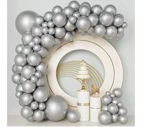 Ballons Argenté,84 Ballons Guirlande Argenté,18 12 10 5 pouce Argenté Arche Ballon Anniversaire, Kit Arche Ballon pour Anniversaire Decoration Mariage Baby Shower Bapteme