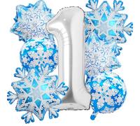 Ballons argentés en forme de chiffre 1 de la Reine des neiges pour 1er anniversaire - Ballons en aluminium pour décorations de fête d'hiver au pays des merveilles