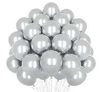 Ballons Argentés Métalliques, 50pcs Ballons Argentés 12 Pouces, Ballons En Latex Brillants, Ballon Chromé Épais Pour Ballon Fête d'Anniversaire Argenté, Décoration Fiançailles Mariage Baby Shower