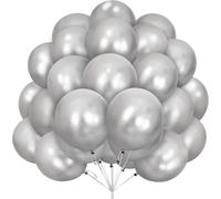 Ballons Argentés,Paquet 30 Ballons Argentés Métalliques En Latex 12 Pouces 30,5 Cm Ballon Avec Ruban Pour Femmes Garçons Fête D'anniversaire De Filles Mariage Baptême Douche Baby Shower Décorations