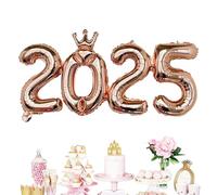 Ballons avec chiffres 2025 - Ballons pour fête du Nouvel An, Ballons pour anniversaire | Ballon en feuille d'aluminium avec numéro 2025, Ballons avec numéro de style couronne pour fêtes de fête,