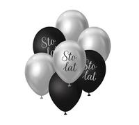 Ballons B&C bouquet argent-noir cent ans 7pcs
