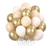 Ballons Beige 60 Pièces, 12 Pouces Ballons Anniversaire Beige Abricot Metallic Or Latex Balloons Helium Ballon pour Anniversaire Bapteme Baby Shower Mariage Fête Décorations