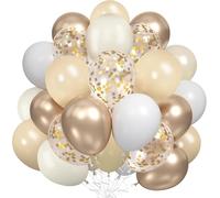 Ballons Beige Blanc Champagne Or, 60 Pièces Ballon Latex Beige et Or avec Métalliques Champagne Confettis Helium Ballon pour Boho Mariage Anniversaire Fête Bébé Baby Shower Fiançailles Baptême