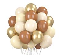 Ballons Beige Marron Or 60 Pièces, 12 Pouces Ballons Anniversaire Beige Marron Blanc Or Metallic Latex Balloons Helium Ballon pour Anniversaire Bapteme Baby Shower Mariage Fête Décorations