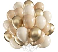 Ballons Beige Or,60 pcs Anniversaire Ballon Blancs Creme Abricot,12 Pouces Blanc Sable Or Confettis Ballons Latex pour Filles Garçons Fête Anniversaire Baby Shower Mariage Baptême Décoration