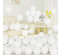 Ballons Blanc, 50 Pièces Ballons Blanc en Latex 5 pouces Petits Mini Ballon Blanc avec Ruban pour Femmes Garçons Filles Fête d'Anniversaire Célébration Mariage pique-nique douche de Mariée Décorations