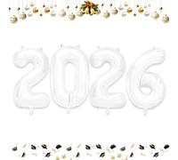 Ballons blancs de 101,6 cm en forme de chiffre pour décoration de fête du Nouvel An 2026 ou du Nouvel An 2026