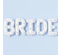 Ballons blancs de 101,6 cm pour enterrement de vie de jeune fille avec nœuds bleus, ballon en aluminium Mylar Big Bride, bannière « Bride to Be » avec inscription « Something Blue Before I Do » pour