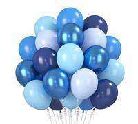 Ballons Bleu 60 Pièces, 12 Pouces Ballons Anniversaire Bleus Metallic Bleu Marine Latex Balloons Helium Ballon pour Anniversaire Bapteme Baby Shower Mariage Fête Décorations
