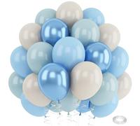 Ballons bleu poussiéreux et blanc de 30,5 cm pour décoration de fête prénatale, fête d'anniversaire, brouillard, bleu métallisé, beige, crème, ivoire - ballons à l'hélium pour arche, mariage, mariage