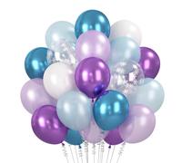 Ballons Bleu Violet 60 Pièces, 12 Pouces Ballons Anniversaire Bleu Violet Metallic Latex Balloons Helium Ballon pour Anniversaire Bapteme Baby Shower Mariage Fête Décorations