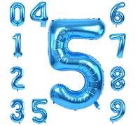 Ballons bleus en forme de chiffre 5, 101,6 cm, décoration de fête à l'hélium en mylar