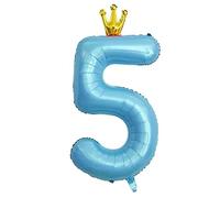 Ballons bleus en forme de chiffre 5 de 101,6 cm, pour décoration de fête d'anniversaire. (5)