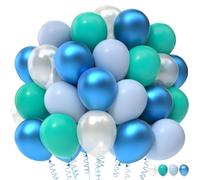 Ballons Bleus Métalliques,60 Pièces Ballon Latex Bleu,Ballon Transparent,Ballons Anniversaire Bleu,Balloons Helium Bleus pour Garçon Anniversaire,Mariage,Baby Shower