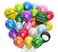 Ballons BlO 8e Anniversaire • 15 Pcs • Fabriqués En UE • 100% Latex Naturel • Ø32 cm • Chiffres 8 • Ballon 8 Ans