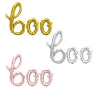 Ballons Boo Boo Boo en forme de lettre, 45,7 cm, décorations de fête d'Halloween doré/argenté/or rose/bannières en aluminium cursif pour extérieur, intérieur, salle de bain, cour, fenêtre, mur,