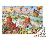 Ballons Chauds dans Le désordre des Temples de Bagan Puzzle en Bois Imperméable Puzzles De 1000 Pièces pour Adultes Défi Et Casse-tête De Décoration pour La Maison
