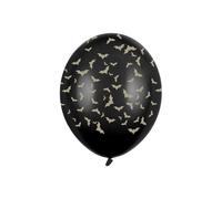 Ballons chauve-souris 30cm noir or set de 6