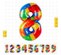 Ballons Chiffre de 8 Ans - 101 CM Bloc de Construction Ballon Colorés en Aluminium Anniversaire Décoration Helium