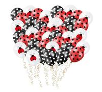 Ballons Coccinelle Avec Ruban, Ballons Coccinelle De Dessin Animé, Ballons De Décoration De Fête, Ballons En Latex Coccinelle 48 Pièces