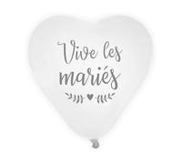 STC Ballons forme de cœur 'Vive les mariés' 8 pièces Blanc – Décoration mariage à gonfler