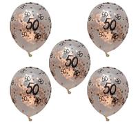Ballons confettis en or transparents de 12 pouces 5pcs, 30e 40e 50e anniversaire décorations de fête avec paillettes (Or rose 50)