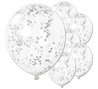 Ballons confettis remplissables 6 pièces argenté