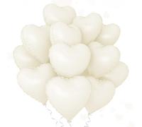 Ballons Cœur - 12 Ballons Aluminium Blanc Crème 45 cm - Lot de Ballons Cœur Pastel de Luxe pour Mariage, Fiançailles, Baby Shower, Anniversaire - Décoration Fête Élégante et Haut de Gamme