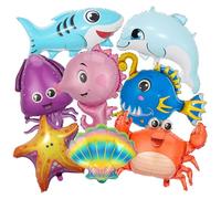 Ballons D'Animaux Marins, 8 PCS Marine Animaux, Ballons En Film D'Animaux De Dessin Animé Forme de Poisson Decoration Theme, Convient aux Fêtes Danniversaire D'enfants