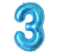 Ballons d'anniversaire 3 ans|Ballon d'aluminium bleu - ballon géant 40" - décoration d'anniversaire 101cm - ballon numéro décoration d'anniversaire - voler avec de l'hélium