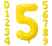 Ballons d'anniversaire en forme de chiffre 5 - 101,6 cm - Ballons à l'hélium pour fête prénatale, décoration de fête - jaune citron