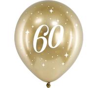 Ballons d'anniversaire glossy, pack de 6, or, 30cm, 18 30 40 50 60 70 80 90, âge:60